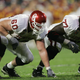 Members of the Oklahoma Sooners line up against the USC Trojans in the 2005 FedEx Orange Bowl National Championship on January 4, 2005 at Pro Player Stadium in Miami, Florida